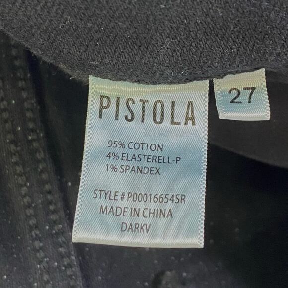 Pistola Teagan High Rise Twisted Jeans Womens Sz 27 Vinyl Black Slim Straight - Picture 6 of 12